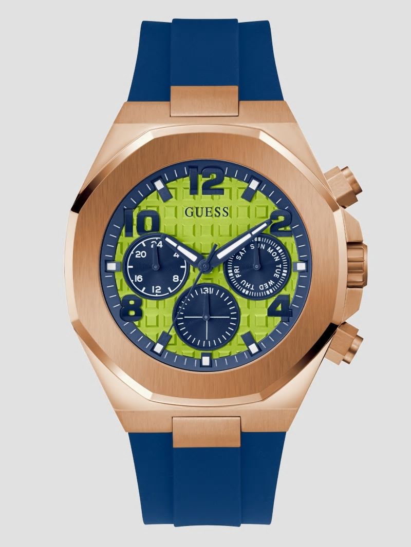 Guess Blue Silicone and Lime Multifunctional Watch - Rainbow