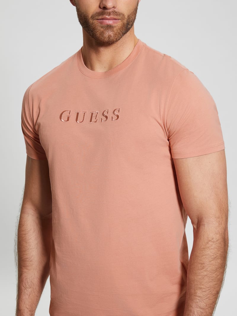 Guess Embroidered Logo Tee - Satin Rose Guess Embroidered Logo Tee - Satin Rose