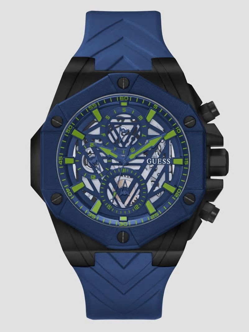 Guess Blue Silicone Multifunctional Watch - Rainbow