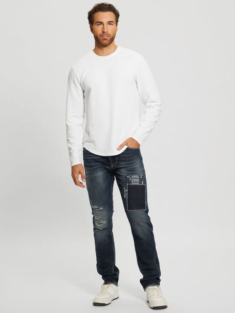Guess Eco Slim Distressed Tapered Pants - Western Blue