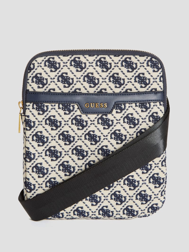 Guess Quattro G Flat Crossbody - Ivory/Blue