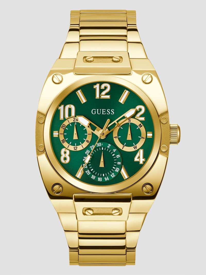 Guess Gold-Tone and Green Multifunction Watch - Gold