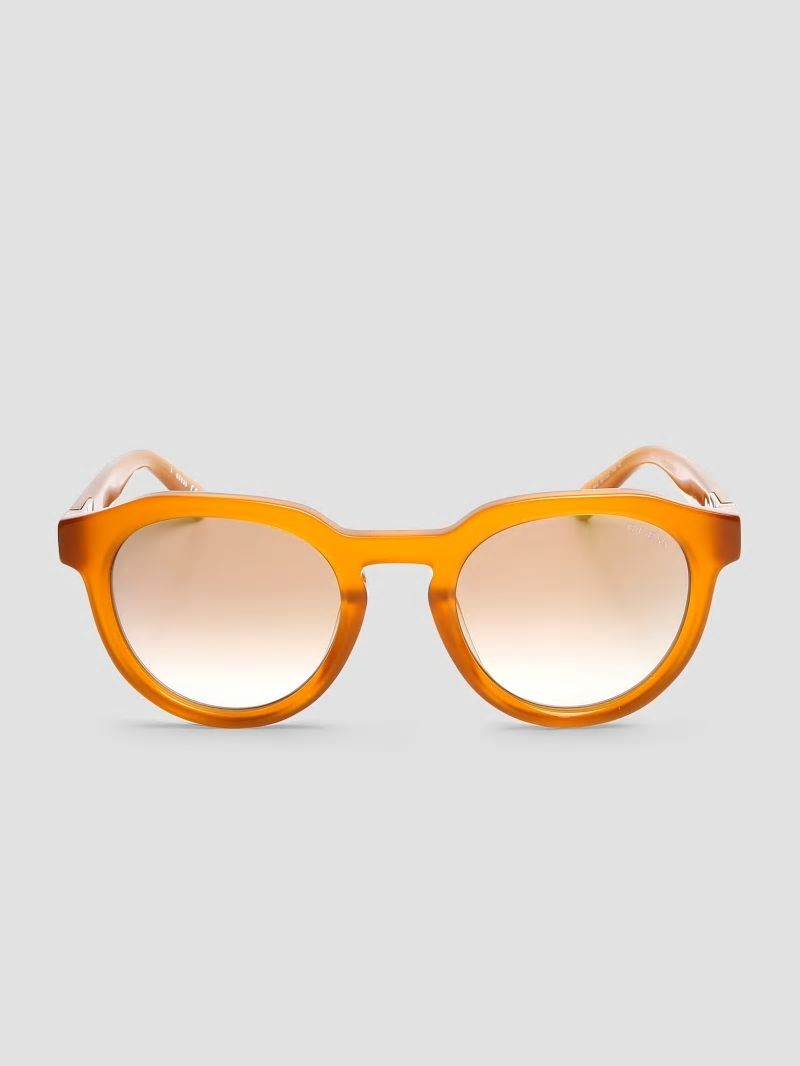 Guess Oversized Round Plastic Sunglasses - Orange