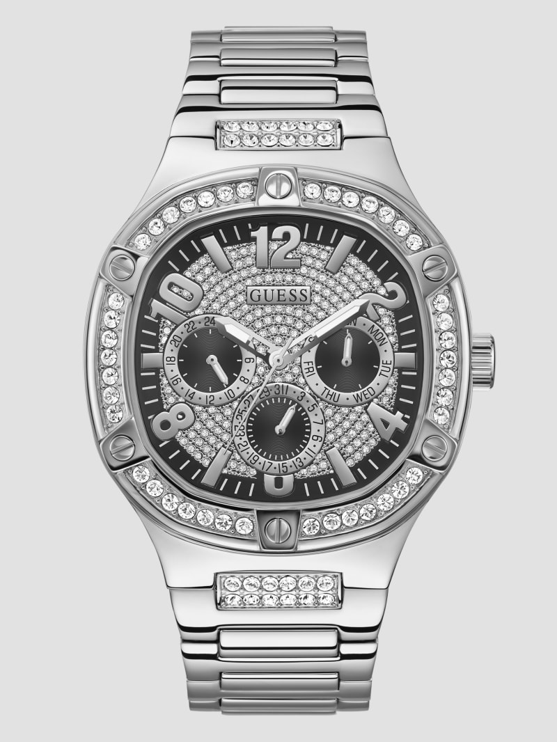 Guess Silver-Tone and Crystal Multifunction Watch - Silver