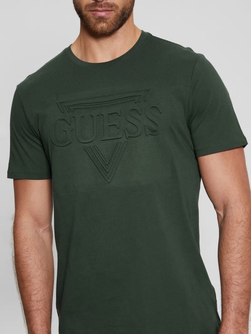 Guess Eco Embossed Logo Tee - Jungle Greens