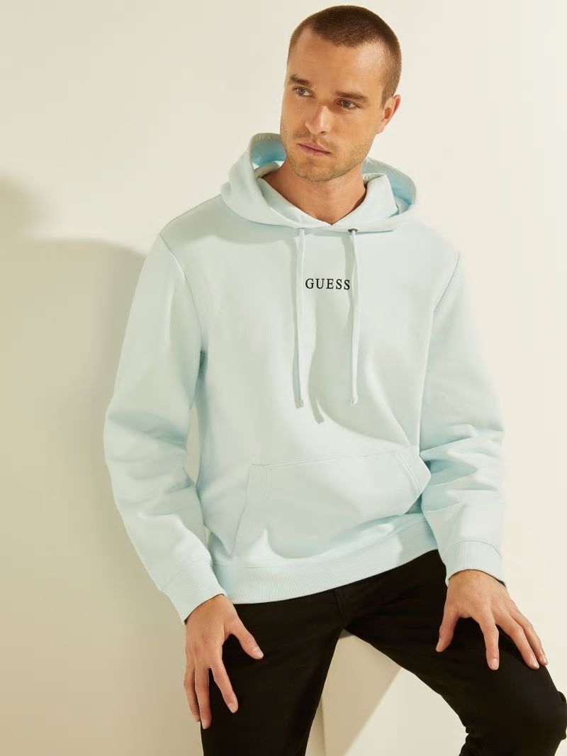 Guess Eco Roy Logo Hoodie - Marseille Blue