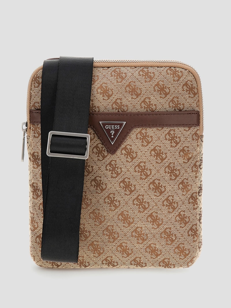 Guess Vezzola Jacquard Flat Crossbody - Brown