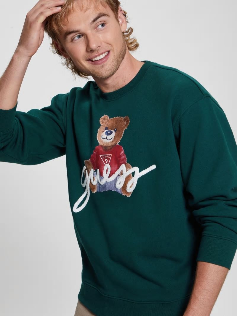 Guess Max Logo Bear Sweatshirt - Dark Jade