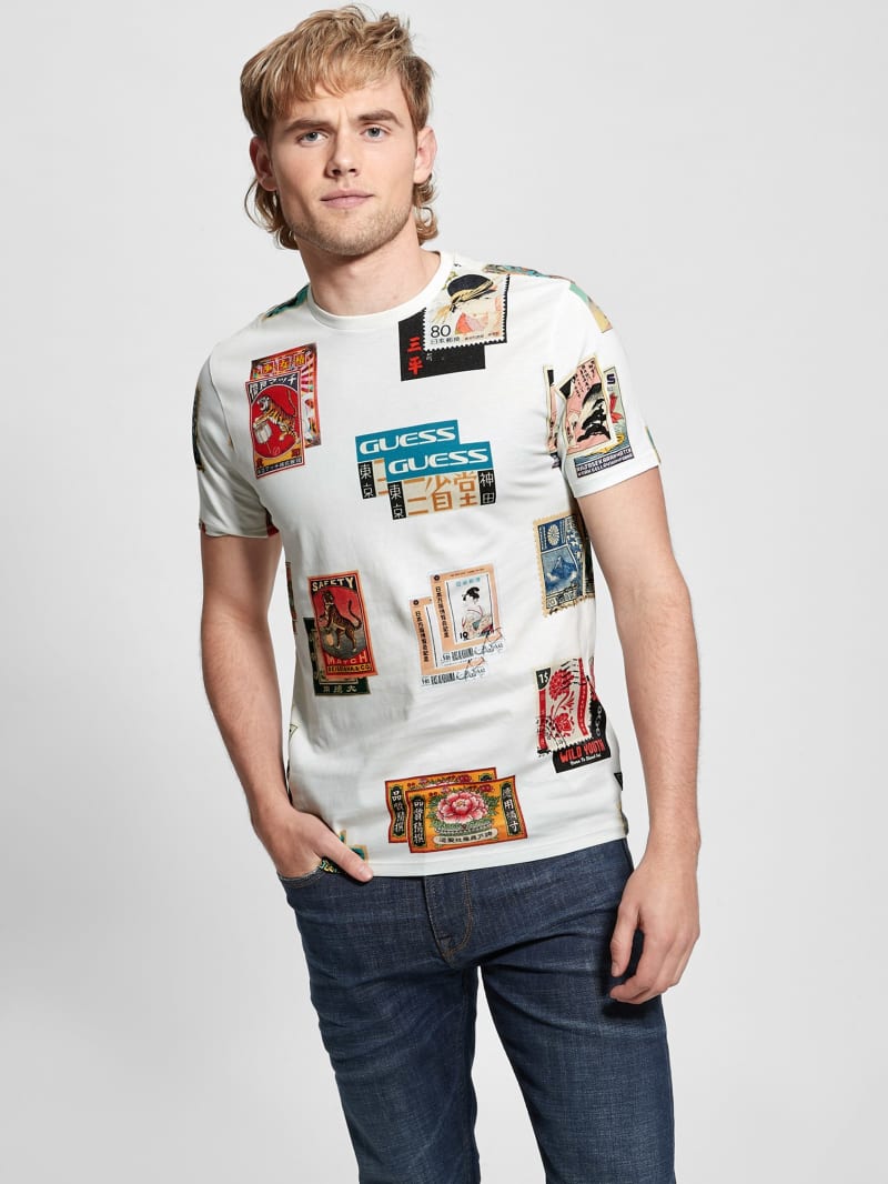Guess Stamp Collection Tee - Salt White Multi