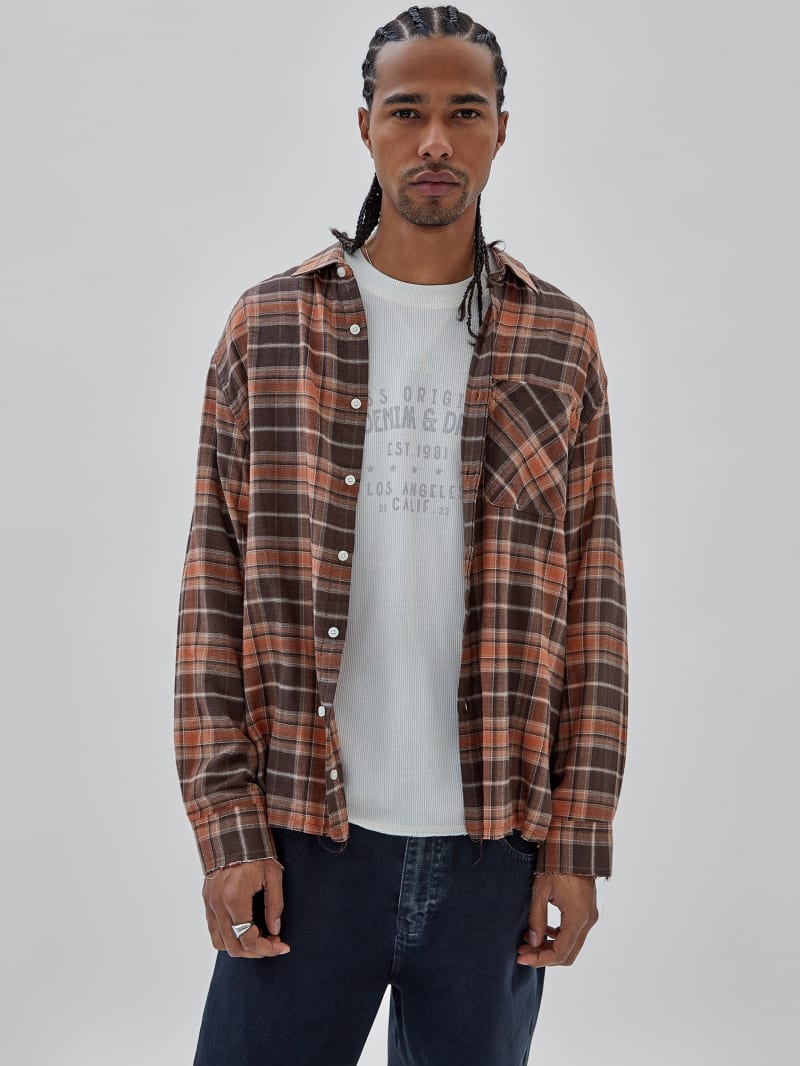 Guess GUESS Originals Washed Flannel Shirt - Multi Color Plaid Guess GUESS Originals Washed Flannel Shirt - Multi Color Plaid