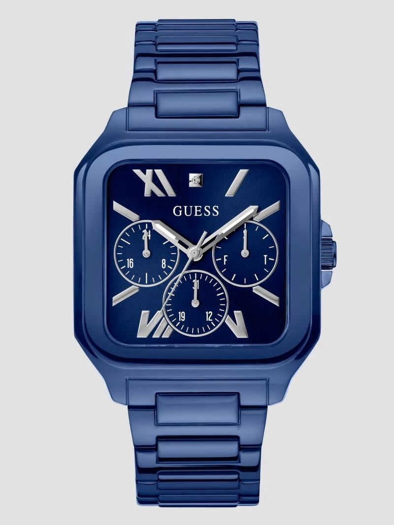Guess Blue-Tone Square Multifunction Watch - Blue