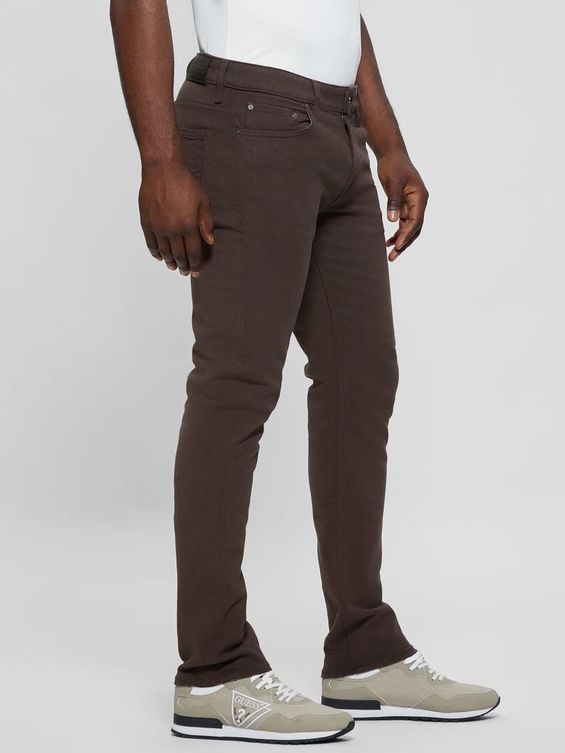 Guess Slim Tapered Pants - Espresso Brown Multi