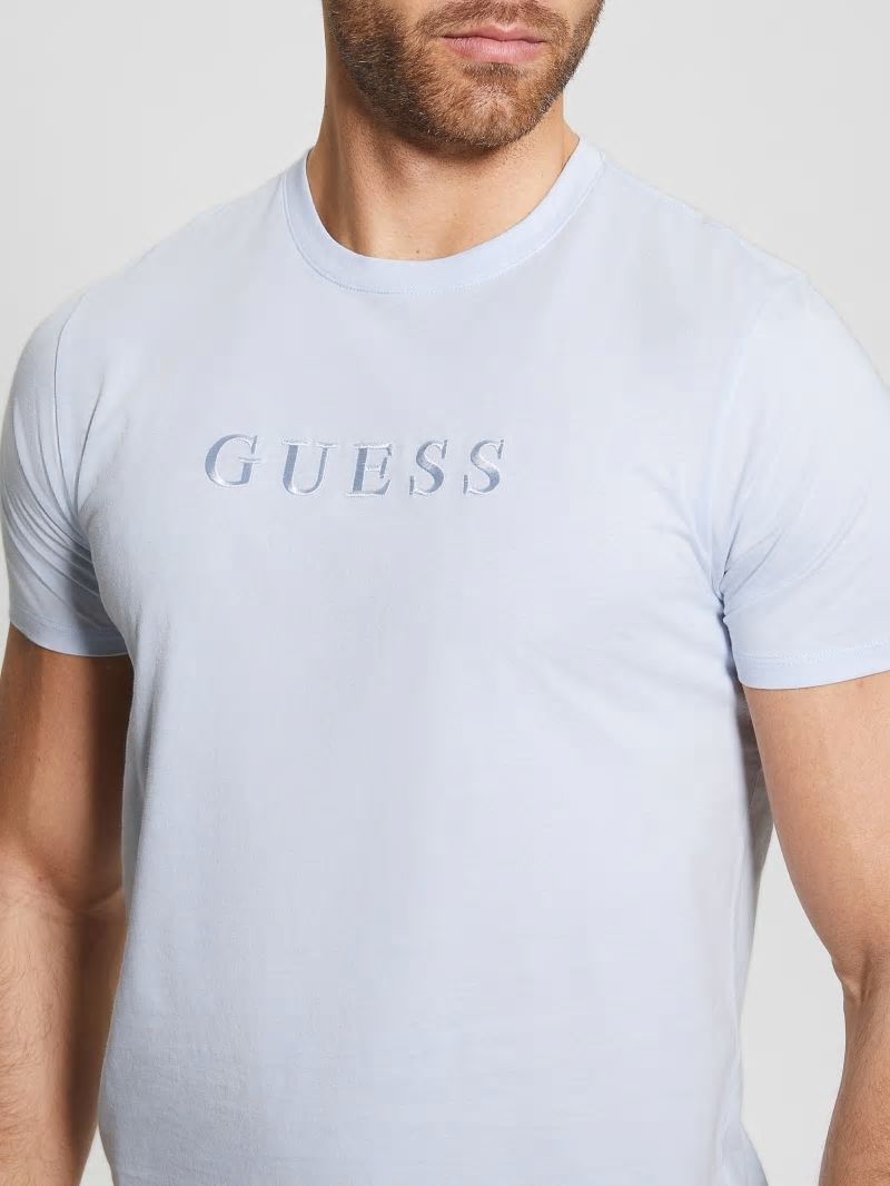 Guess Embroidered Logo Tee - Airway Blue