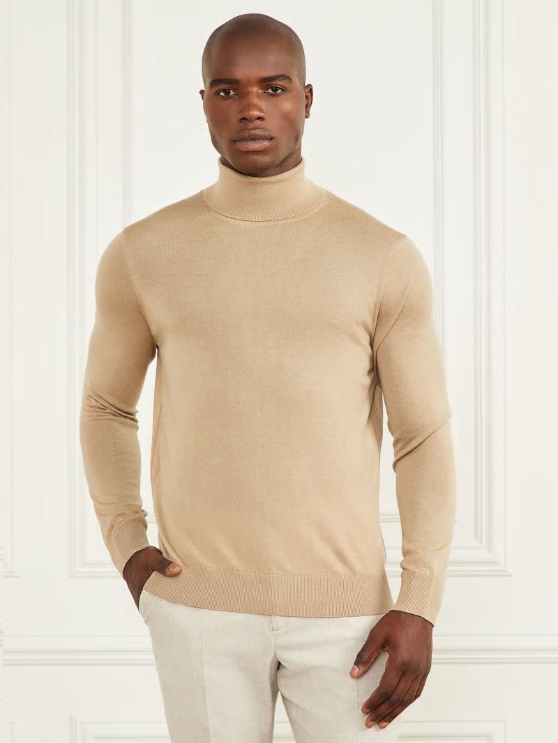 Guess Merino Wool Turtleneck Sweater - Herb Tan