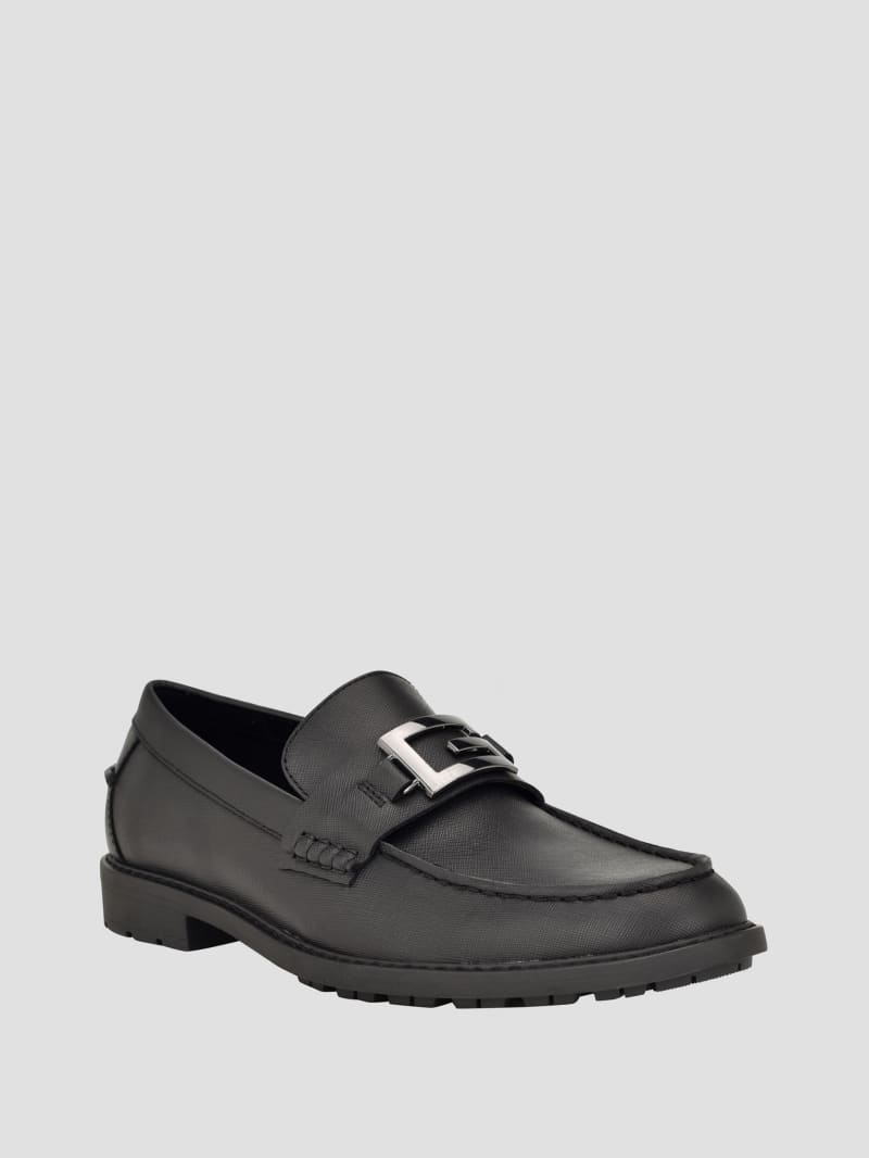 Guess Dremmer Logo Loafers - Black Leather