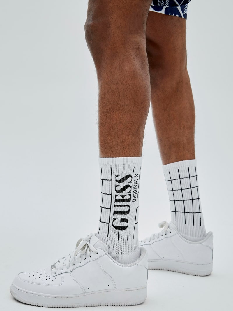 Guess GUESS Originals Grid Crew Socks - Pure White