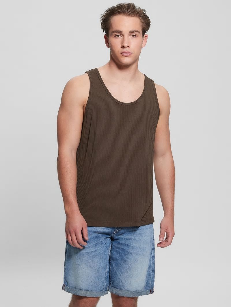 Guess Eco Cyrus Ribbed Tank - Cafe Noir