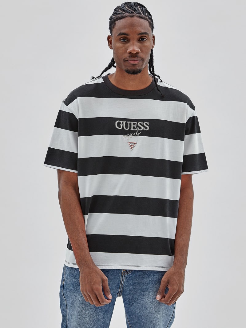 Guess GUESS Originals Rugby Stripe Tee - Washed Out Black Multi