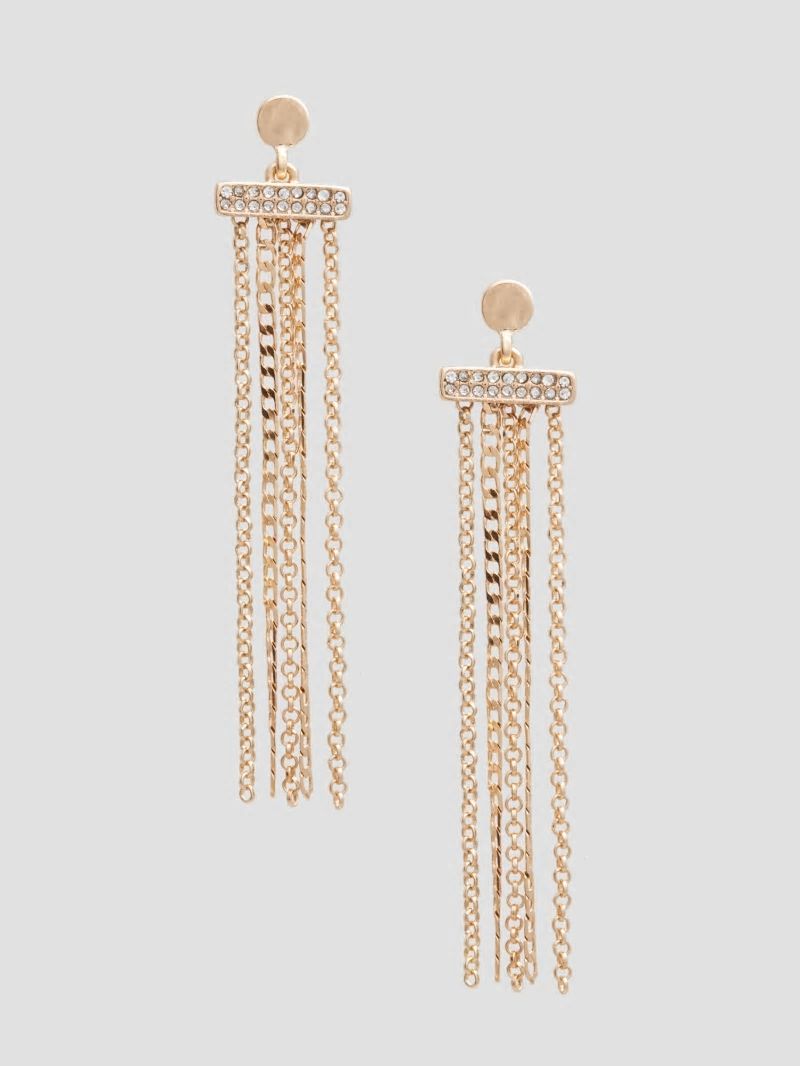 Guess Multi Strand Linear Earrings - Gold