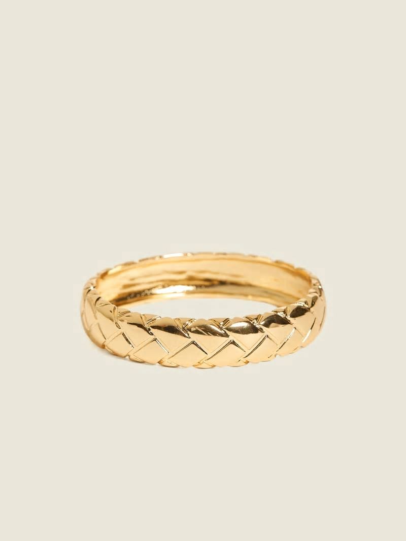 Guess Gold-Tone Woven Texture Bangle - Silver/Gold