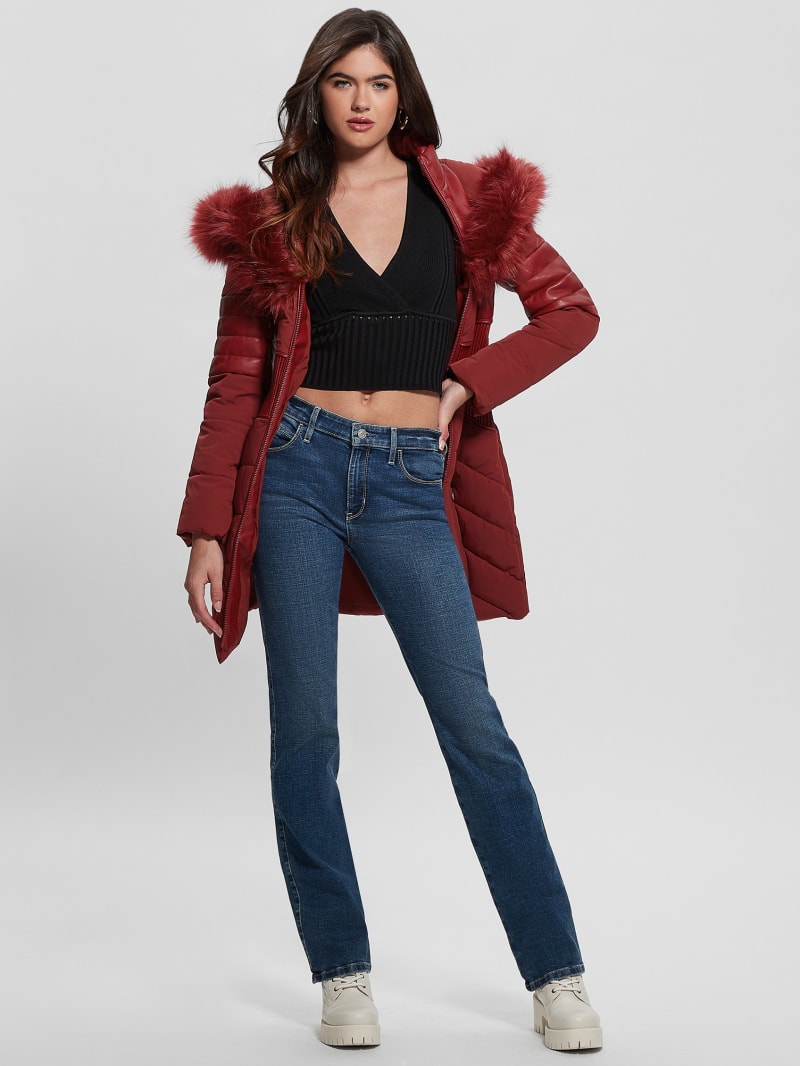 Guess Eco Oxana Quilted Jacket - Beet Juice Red