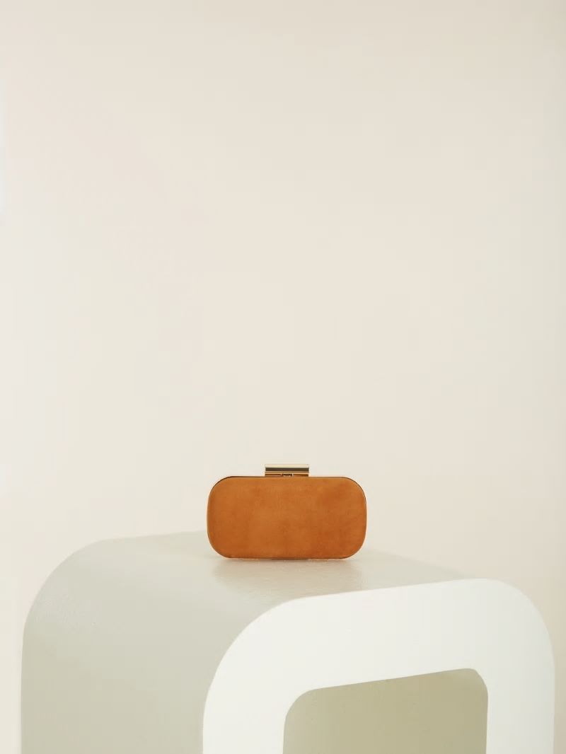 Guess Suede Leather Clutch - Cognac