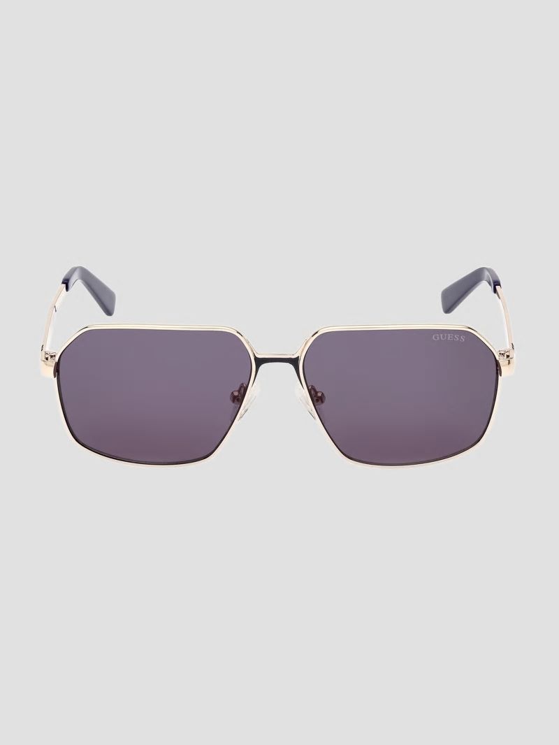 Guess Otto Navigator Metal Sunglasses - 32v Gold Guess Otto Navigator Metal Sunglasses - 32v Gold