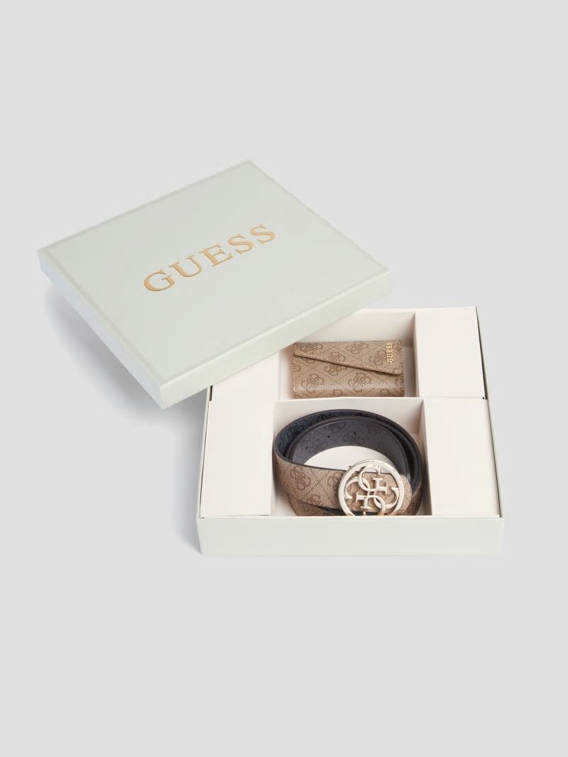 Guess Belt and Key Ring Gift Set - Latte Logo