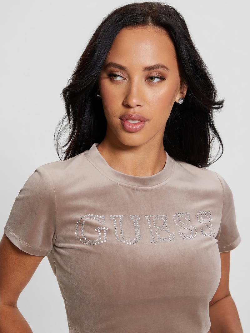 Guess Eco Couture Signature Velvet Tee - Dunas Guess Eco Couture Signature Velvet Tee - Dunas