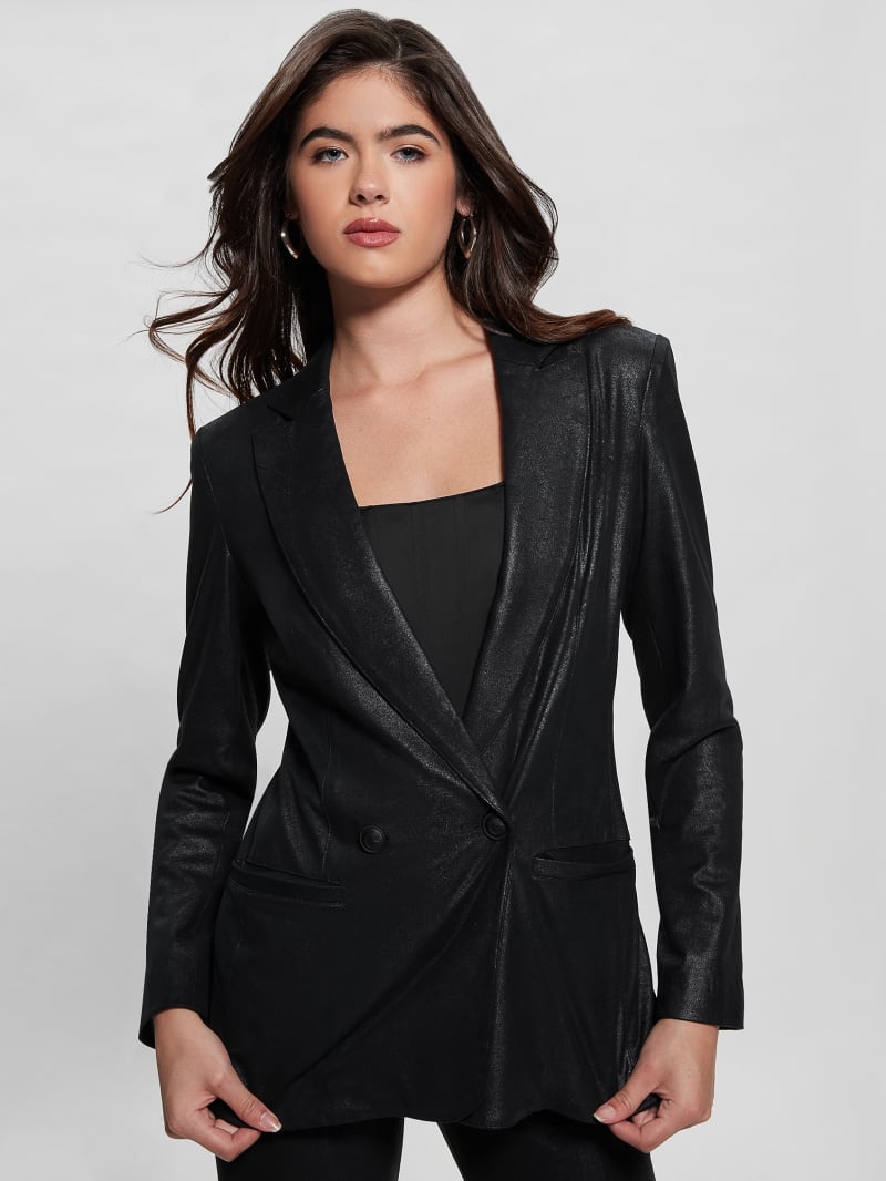 Guess Eco Emelie Faux-Suede Blazer - Black Vintage Suede