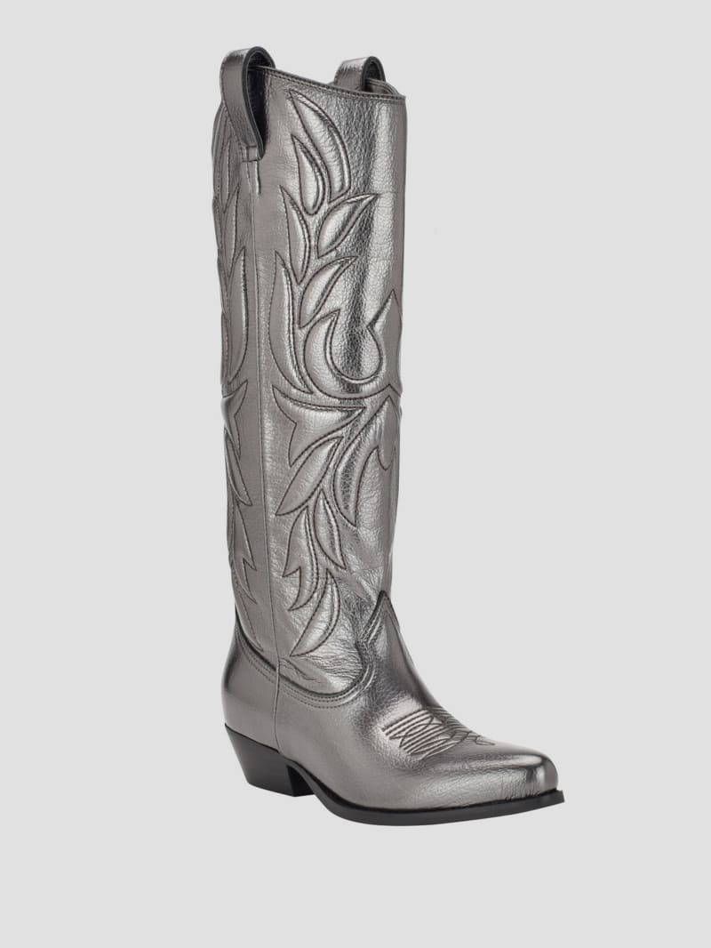 Guess Ginnifer Knee-High Cowboy Boots - Gunmetal