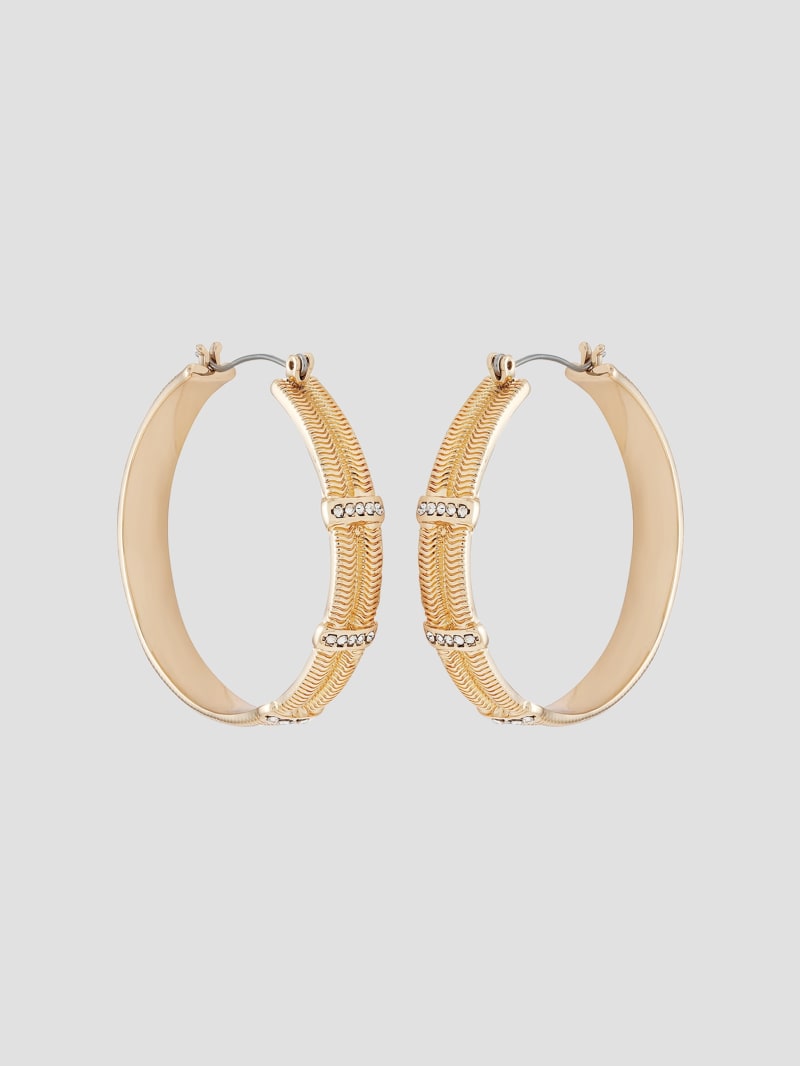 Guess Textured Gold-Tone and Crystal Hoop Earrings - Silver/Gold