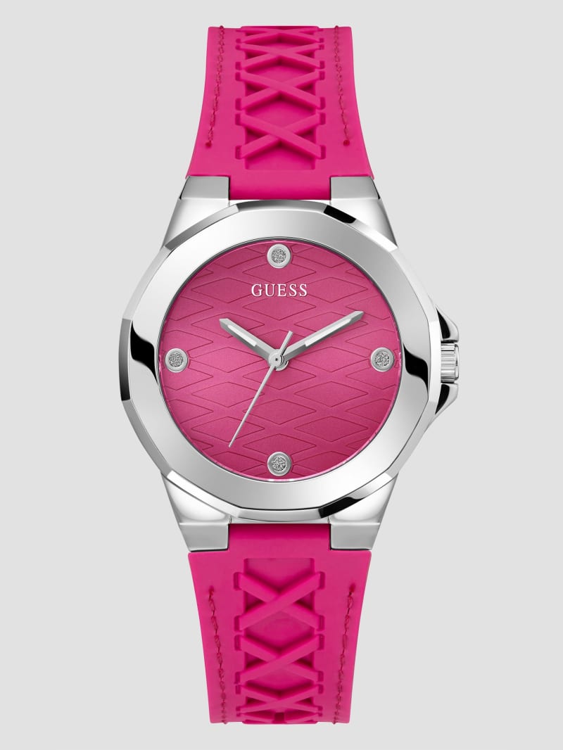 Guess Corset Pink Silver-Tone Analog Watch - Silver