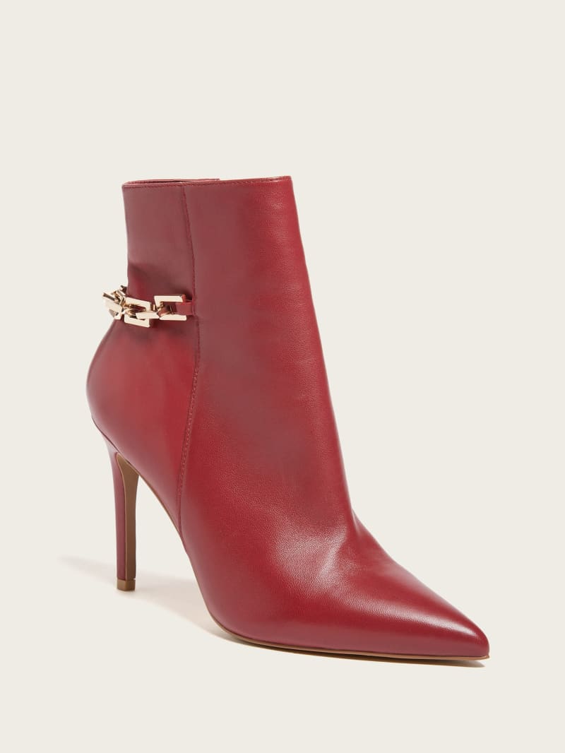 Guess Bale Leather Bootie - Medium Red
