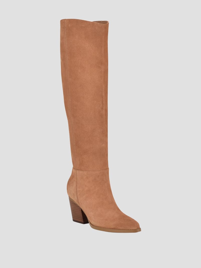 Guess Dolita Suede Knee-High Boots - Light Brown