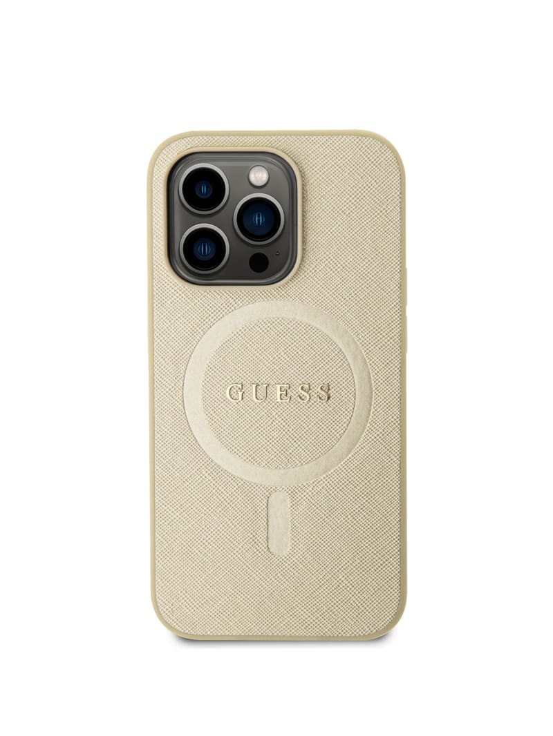 Guess Saffiano MagSafe iPhone 14 Pro Case - Beige Overflow