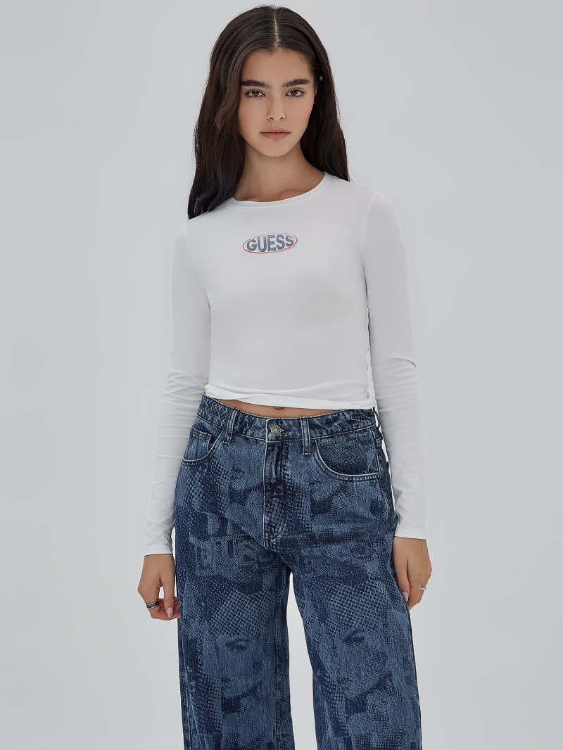 Guess GUESS Originals Eco Oval Logo Top - Pure White