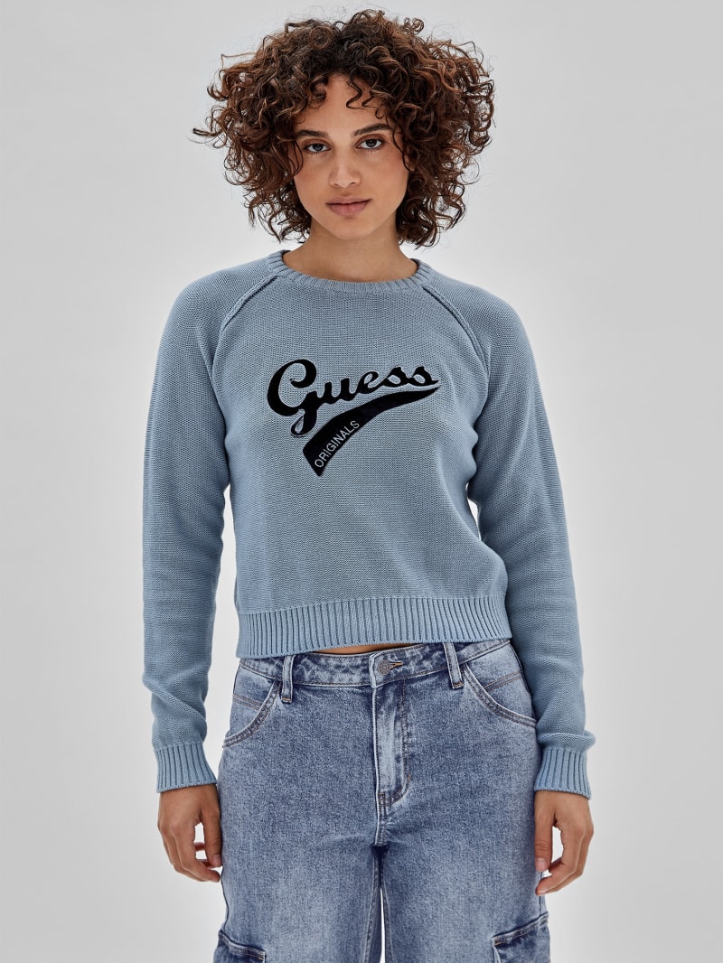 Guess GUESS Originals Eco Logo Sweater - Blue Cotton