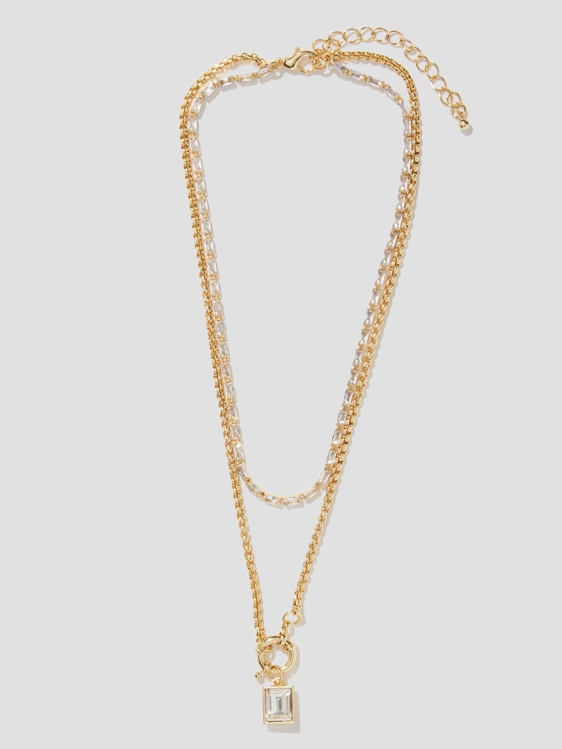 Guess Gold-Tone Emerald Pendant Layered Necklace - Gold