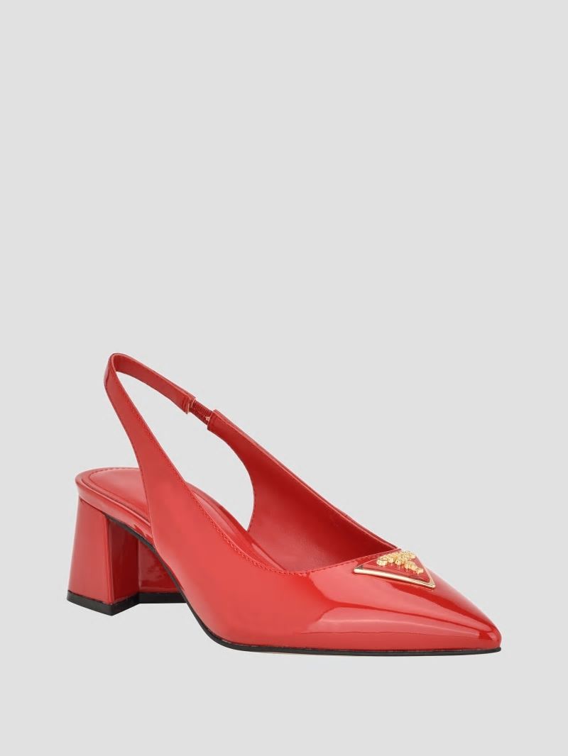 Guess Zanda Slingback Block Heels - Medium Red