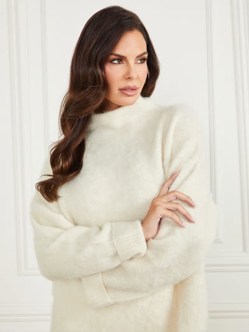 Guess Tanya Furry Sweater - Pale Pearl