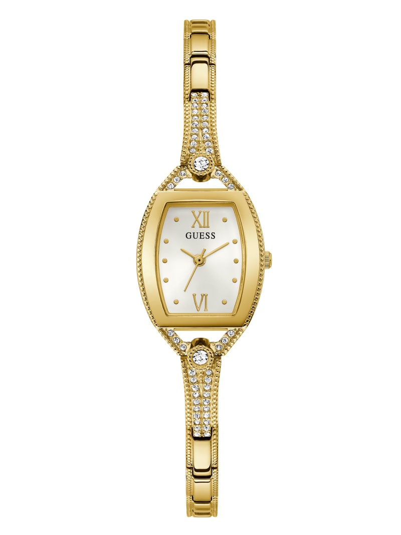 Guess Gold-Tone and Rhinestone Analog Watch - Gold