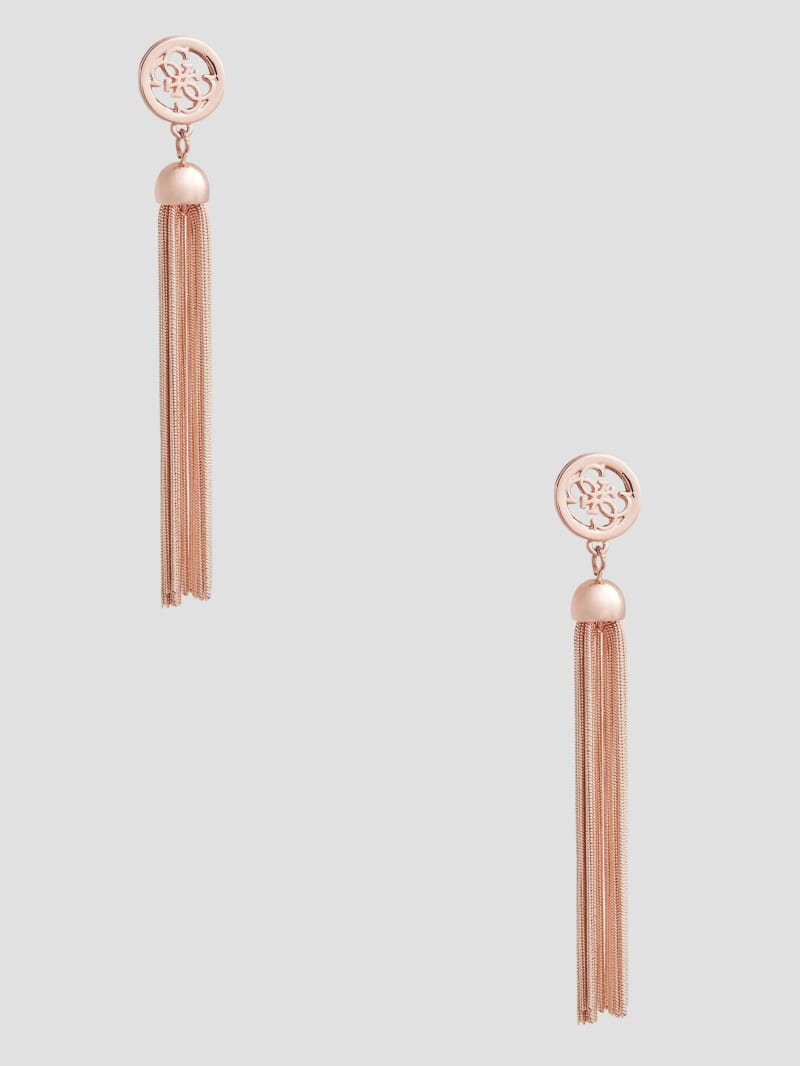 Guess Rose Gold-Tone Quattro G Tassel Earrings - Rose Gold