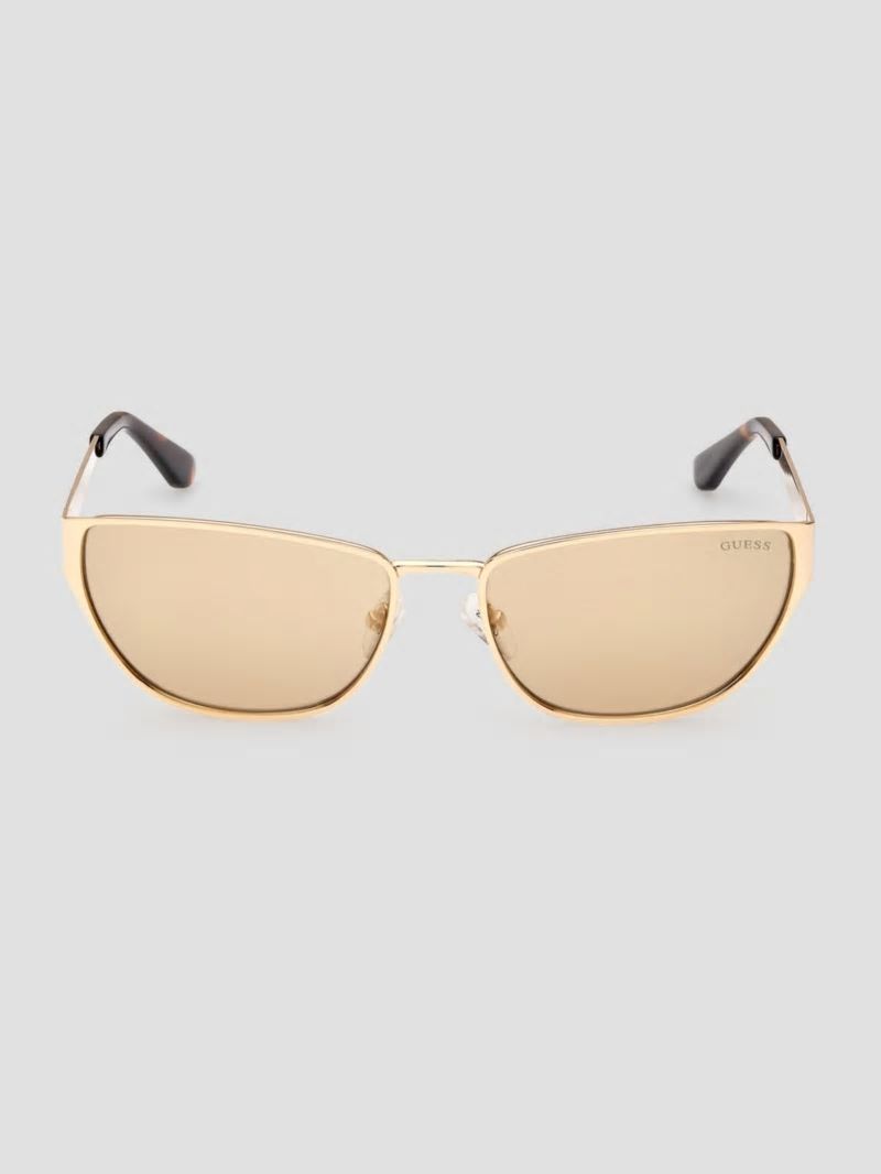 Guess Gia Metal Cat-Eye Sunglasses - Gold W/Tort Arm