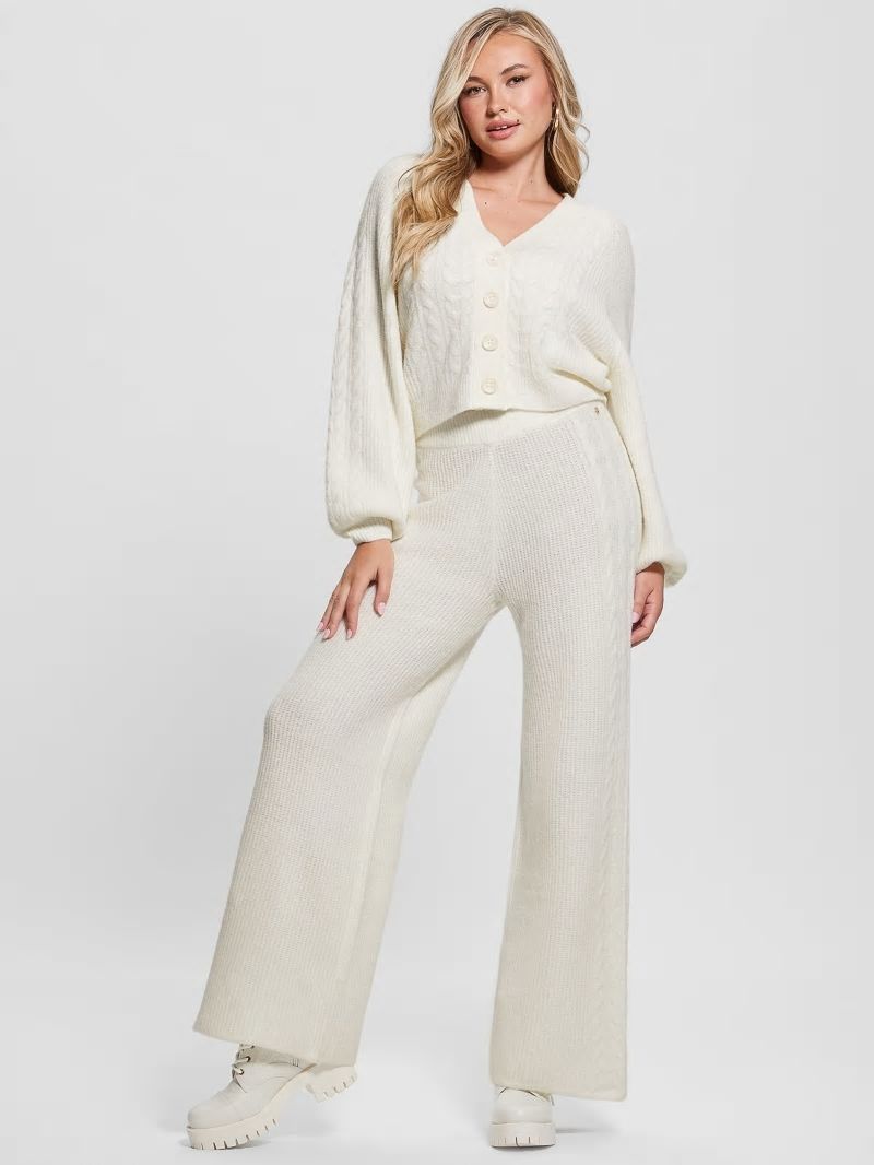 Guess Rylie Cable Wide-Leg Pants - Dove White