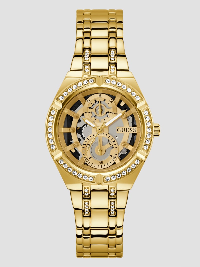 Guess Gold-Tone Cut-Through Multifunction Watch - Gold Guess Gold-Tone Cut-Through Multifunction Watch - Gold