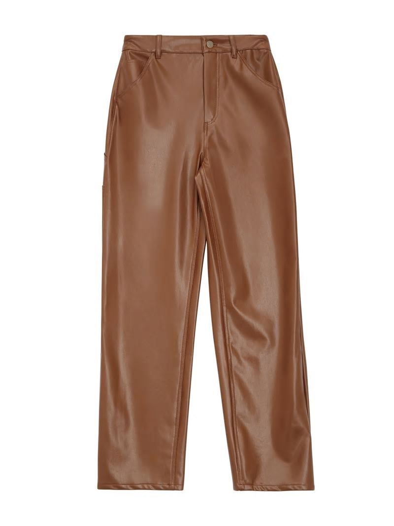Guess GUESS Originals Faux-Leather Carpenter Pants - Brown Sand Multi