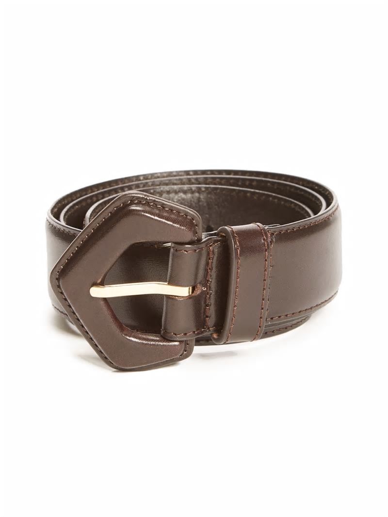 Guess Leather Waist Belt - Brown Leather