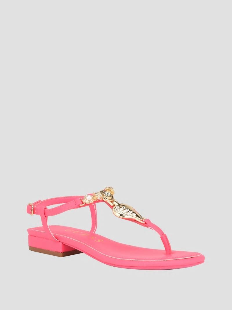 Guess Jiarella T-Strap Signature Sandal - Medium Pink