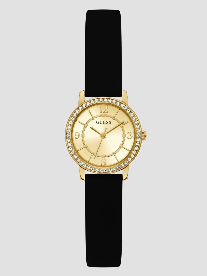 Guess Gold-Tone and Black Silicone Analog Watch - Rose Gold